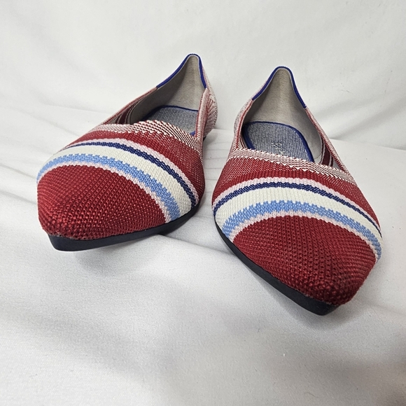 Rothy's RARE UNICORN The Point Varsity Stripe Pointed Toe Knit Woven Ballet shoe - Picture 7 of 14